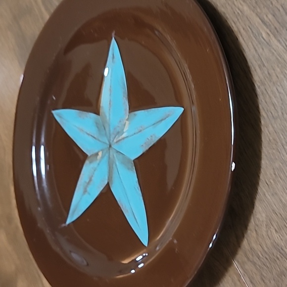 Hi End Accents large Plates western turquoise star Rustic decor brown Home Fall - Picture 4 of 12
